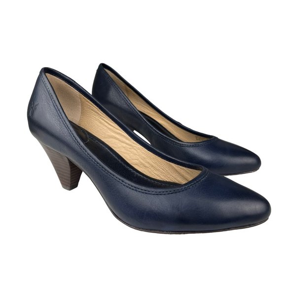Frye Shoes Frye Regina Leather Pump Heels Navy Blue Poshmark